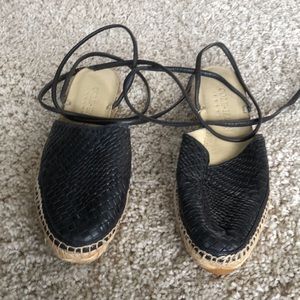 COLE HAAN black leather espadrilles size 8 New